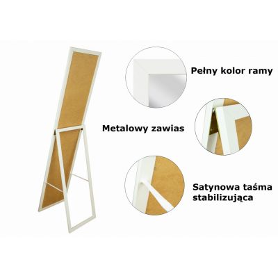 BD Art lustro stojące do garderoby 155x36 cm prostokątne biały 301120000006