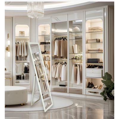 BD Art lustro stojące do garderoby 155x36 cm prostokątne biały 301120000006