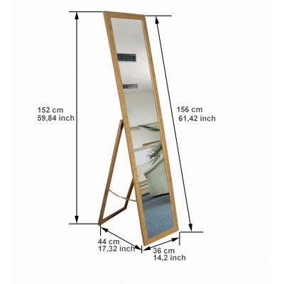 BD Art lustro stojące do garderoby 155x36 cm prostokątne dąb 301120000032