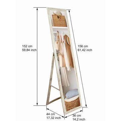 BD Art lustro stojące do garderoby 155x36 cm prostokątne sosna bielona 301120000034