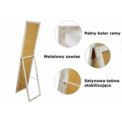BD Art lustro stojące do garderoby 155x36 cm prostokątne sosna bielona 301120000034