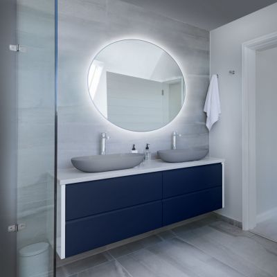 Baltica Design Tiny Border Bright lustro 100x100 cm srebrne barwa zimna z włącznikiem bezdotykowym