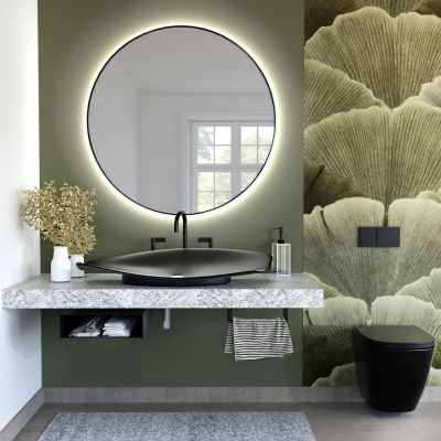 Baltica Design Tiny Border Bright lustro 70x70 cm czarne barwa neutralna z matą grzewczą