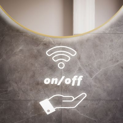 Baltica Design Tiny Border Bright lustro 100x100 cm czarne barwa zimna z włącznikiem bezdotykowym i matą grzewczą