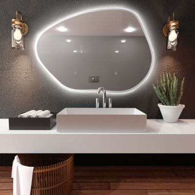 Baltica Design Bright Stain I lustro 90x64 cm białe barwa zimna z włącznikiem bezdotykowym