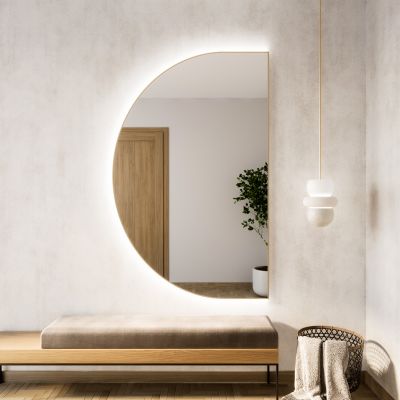 Baltica Design Tiny Border Semi Round Bright lustro 150x75 cm złote barwa zimna