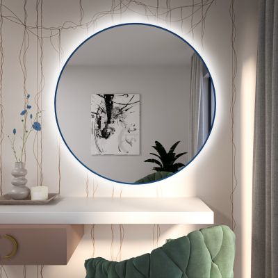 Baltica Design Tiny Border Bright LED lustro 70x70 cm okrągłe niebieskie barwa ciepła