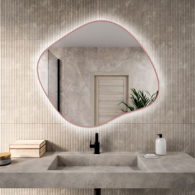 Baltica Design Bright Stain III lustro 90x77 cm pudrowy róż barwa zimna