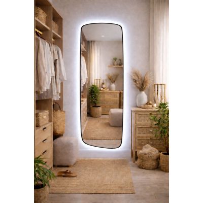 Baltica Design Stone Calm L lustro 155x50 cm z oświetleniem LED rama czarna barwa zimna