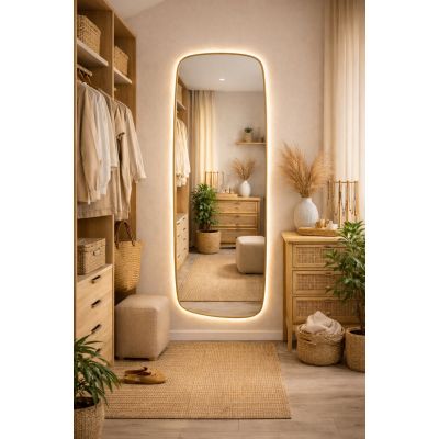 Baltica Design Stone Calm L lustro 155x50 cm z oświetleniem LED rama złota barwa ciepła