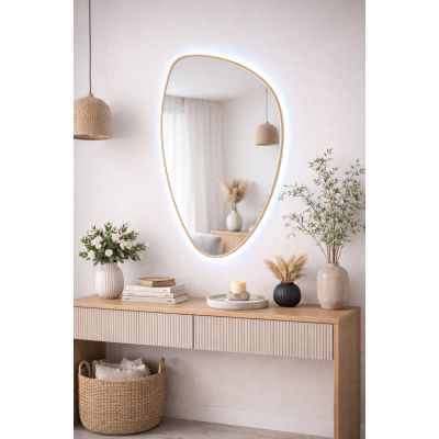 Baltica Design Stone Fluid S lustro 92x55 cm z oświetleniem LED rama złota barwa zimna