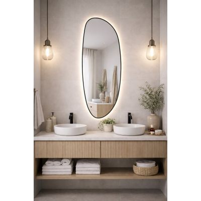 Baltica Design Stone Fluid L lustro 155x50 cm z oświetleniem LED rama czarna barwa neutralna