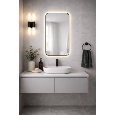 Baltica Design Stone Aura S lustro 90x60 cm z oświetleniem LED rama czarna barwa neutralna