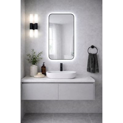 Baltica Design Stone Aura S lustro 90x60 cm z oświetleniem LED rama czarna barwa zimna