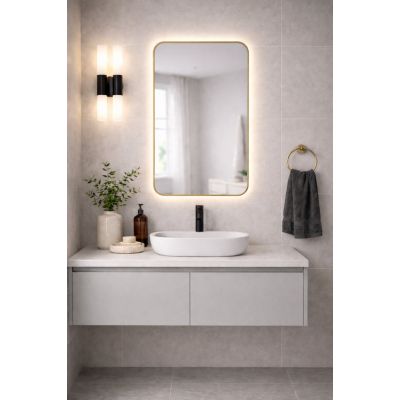 Baltica Design Stone Aura S lustro 90x60 cm z oświetleniem LED rama złota barwa neutralna