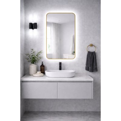 Baltica Design Stone Aura S lustro 90x60 cm z oświetleniem LED rama złota barwa zimna
