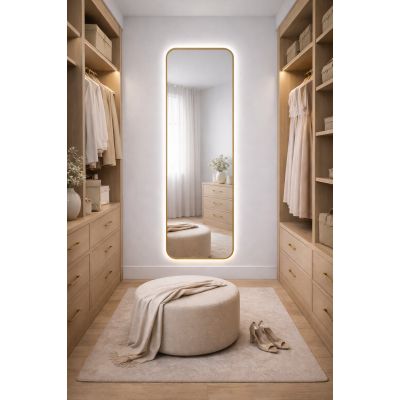 Baltica Design Stone Aura L lustro 155x50 cm z oświetleniem LED rama złota barwa neutralna