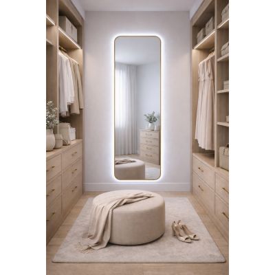 Baltica Design Stone Aura L lustro 155x50 cm z oświetleniem LED rama złota barwa zimna