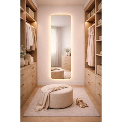 Baltica Design Stone Aura L lustro 155x50 cm z oświetleniem LED rama złota barwa ciepła