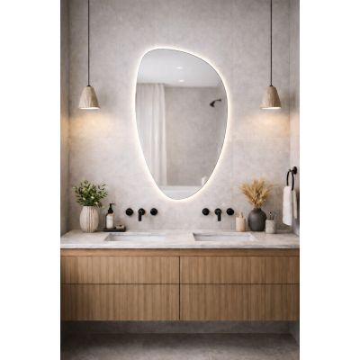 Baltica Design Stone Fluid S No Edges Bright lustro 92x55 cm z oświetleniem LED bez ramy barwa neutralna