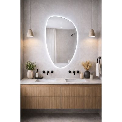 Baltica Design Stone Fluid S No Edges Bright lustro 92x55 cm z oświetleniem LED bez ramy barwa zimna