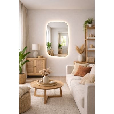 Baltica Design Stone Calm S No Edges Bright lustro 90x60 cm z oświetleniem LED bez ramy barwa neutralna