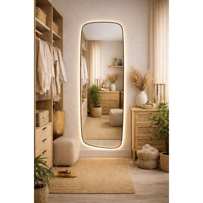 Baltica Design Stone Calm L lustro 155x50 cm z oświetleniem LED rama czarna barwa neutralna