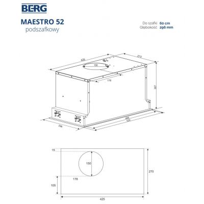 Berg Maestro okap kuchenny 52 cm podszafkowy czarny MAEOPPODBK6025