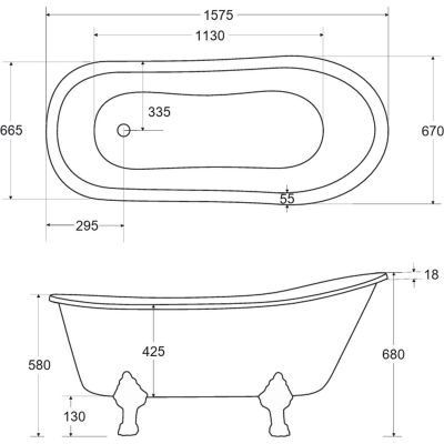 Besco Olaya wanna wolnostojąca 157,5x66,5 cm owalna biała #WAO-160+ZL