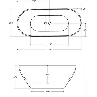 Besco Moya wanna wolnostojąca 159x68,4 cm owalna biała #WMD-160-MKG