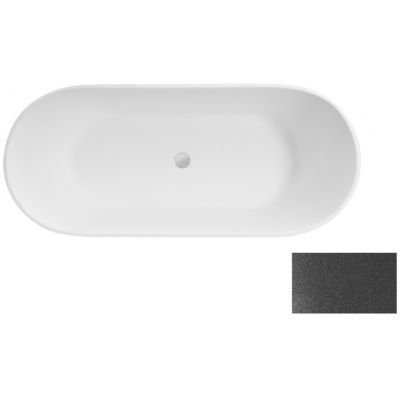 Besco Moya Glam wanna wolnostojąca 160x68 cm owalna biały/grafit/chrom #WMD-160-MG