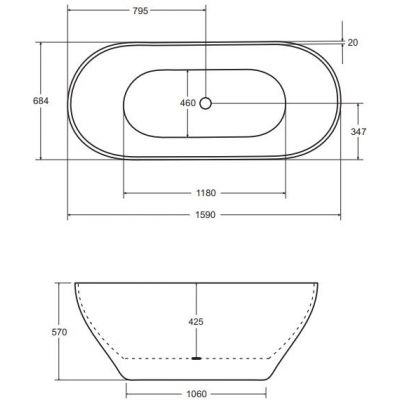 Besco Moya wanna wolnostojąca 159x68,4 cm owalna biały mat/czarny #WMMB-160MKB