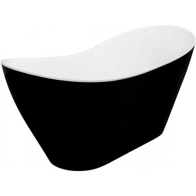 Besco Viya Black&White wanna wolnostojąca 160x70 cm czarny mat/biały połysk/chrom #WMMC-160VKC