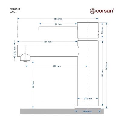 Corsan Lugo bateria umywalkowa stojąca stal CMB7511BSL