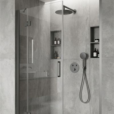 Corsan Lugo zestaw prysznicowy podtynkowy z deszczownicą grafitowy Z04MGM