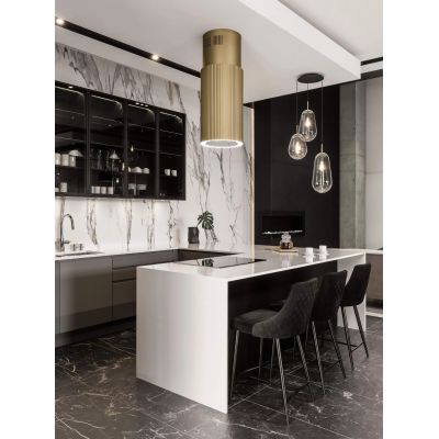 Ciarko Design Monogram W okap kuchenny 38 cm wyspowy złoty CDW3802Z