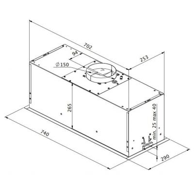 Ciarko Design Uno okap kuchenny 74 cm podszafkowy biały CDZ7404B