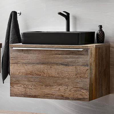 Zestaw Comad 80 cm z blatem, umywalką nablatową Smile, szafką wysoką i szafką z lustrem SET-SFT B 80CM UN 6252 A3