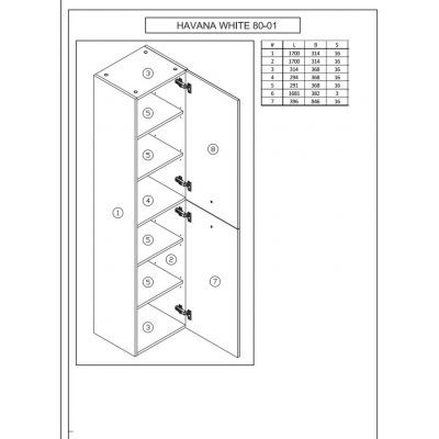 Comad Havana szafka 40x33x170 cm boczna wisząca biała HAVANAWHITE80-01