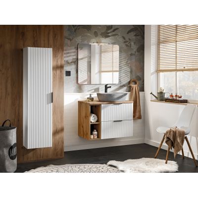 Zestaw Comad Iconic Cashmere szafka 80x45,6x46 cm podumywalkowa wisząca kaszmir z umywalką, szafką boczną i lustrem SET - ICC SKY 80CM