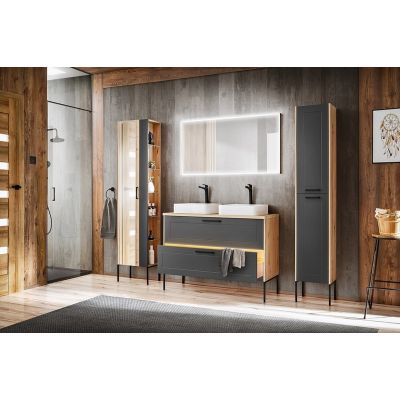Comad Madera Grey szafka 170 cm boczna wysoka wisząca Dąb Artisan/grafit MADERAGREY803FSC