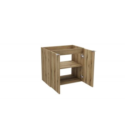 Zestaw Comad Nova Oak szafka z blatem 60 cm wisząca dąb i umywalka Wiki 36x36 cm biała z szafką boczną wysoką SET-NOA B OAK 60CM D UN WIKI SW HC