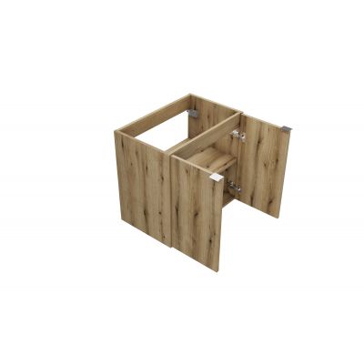 Zestaw Comad Nova Oak szafka z blatem 60 cm wisząca dąb i umywalka Wiki 36x36 cm biała z szafką boczną wysoką SET-NOA B OAK 60CM D UN WIKI SW HC