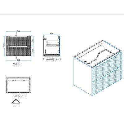Comad Ocean Black szafka 70x46x57 cm czarna-dab OCEAN BLACK 82-70-2S