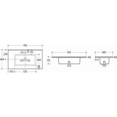 Comad Go umywalka 91x46 cm prostokątna meblowa biała GO90/DP-8095