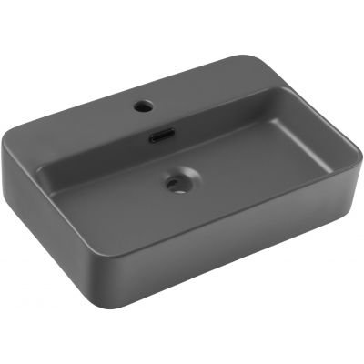 Zestaw Comad Talia Casella umywalka nablatowa Trust z szafką podumywalkową 80 cm, lustrem i szafka boczna wysoka dąb-czarny SET-TC B BLACK 80CM UN TRUST DG HC