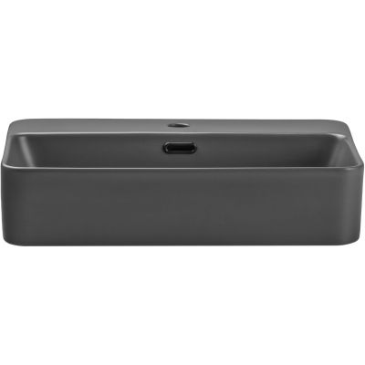 Zestaw Comad Talia Casella umywalka nablatowa Trust z szafką podumywalkową 80 cm, lustrem i szafka boczna wysoka dąb-czarny SET-TC B BLACK 80CM UN TRUST DG HC