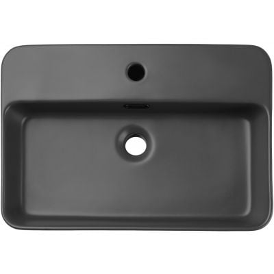 Zestaw Comad Talia Casella umywalka nablatowa Trust z szafką podumywalkową 80 cm, lustrem i szafka boczna wysoka dąb-czarny SET-TC B BLACK 80CM UN TRUST DG HC