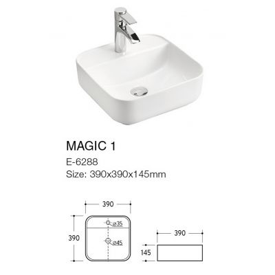 Comad Magic 2 umywalka 40x40 cm nablatowa kwadratowa biały połysk UM-6288MAGIC40DP