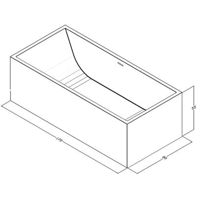 Cristalstone Linea Ideal wanna wolnostojąca 170x80 cm prostokątna biała W1700-WRT12BEZPRZELEWU